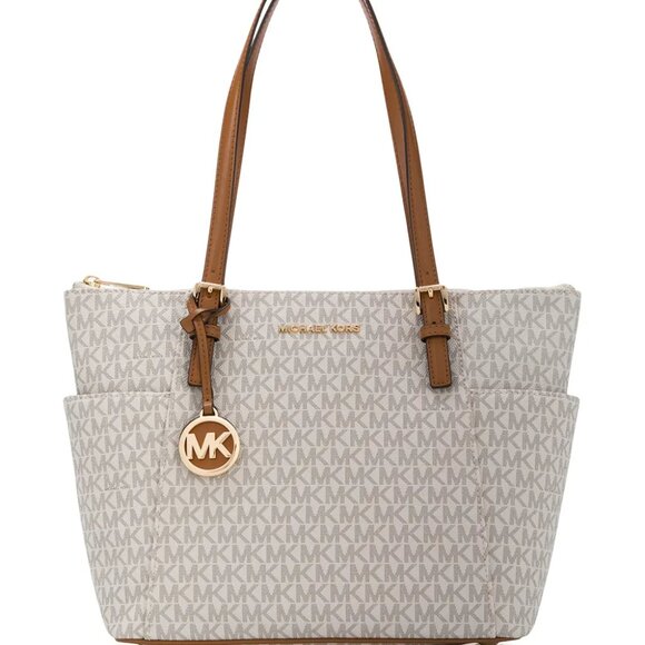 SALE! ✅ Michael Kors Jet Set EW Logo Tote Bag Vanilla / Acorn ⭐ NWT - Picture 4 of 17
